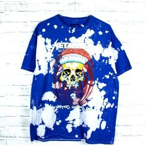 Metallica T Shirt Unisex Large Vertigo Skull Blue Tie‎ Dye Band Licensed Merch